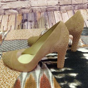 New Anne Klein Women's Tan Suede Shoes w/Gold Studs Size 10M